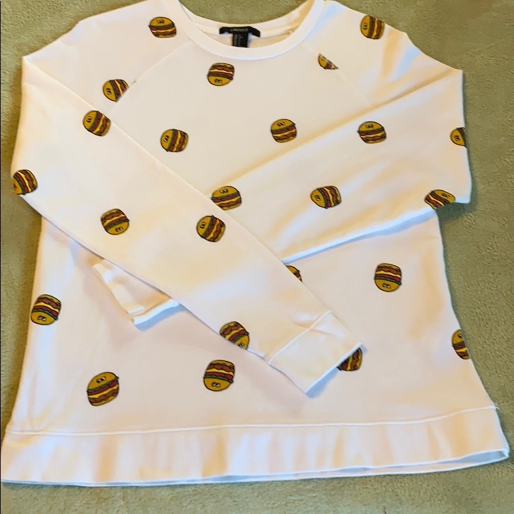 Forever 21 crew neck long sleeve cheeseburger S